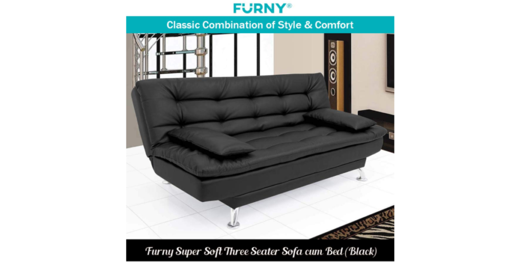 Furny Supersoft 3 Seater Leatherette Sofa Cum Bed