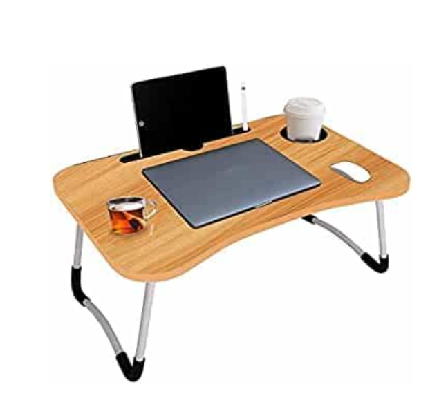 JIYAMART Foldable Wooden Laptop Bed Tray Table