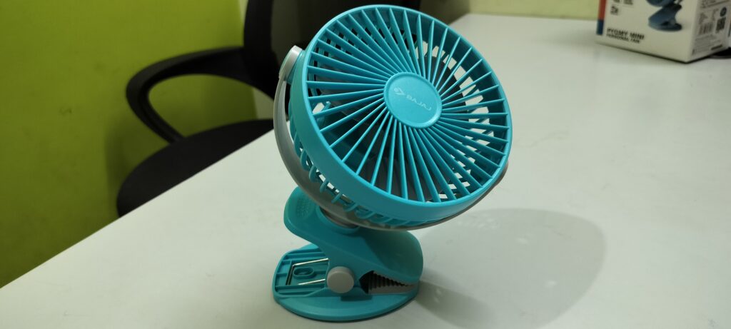 bajaj pygmy mini rechargeable fan 360 degree rotatable