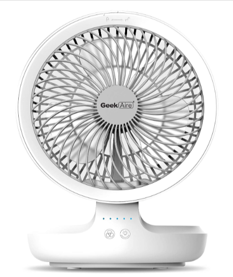 Buy Geek Aire GF6 8 Inch Rechargeable Mini Table Fan with LED Light Portable Oscillating Small S
