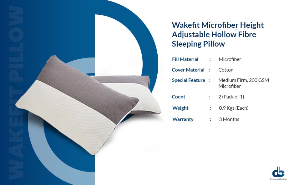 Wakefit Microfiber Height Adjustable Hollow Fibre Sleeping Pillow