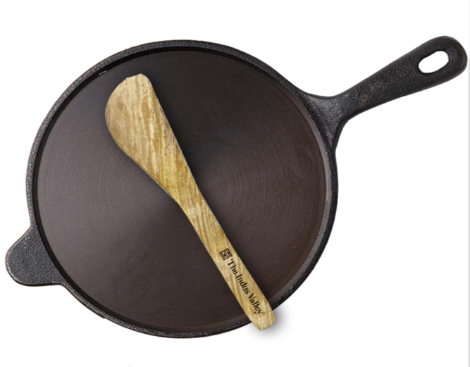 Buy The Indus Valley Super Smooth Cast Iron Tawa for Dosa Chapathi with Free Wooden Flip 25.4cm 10