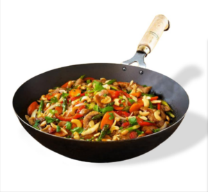 The Indus Valley Pre Seasoned Iron Wok with Strong Wooden Handle Medium 30.4cm 12 inch 4.2Ltr 1